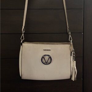 Valentino By Mario Valentino Cream Crossbody Bag with Silver Accents